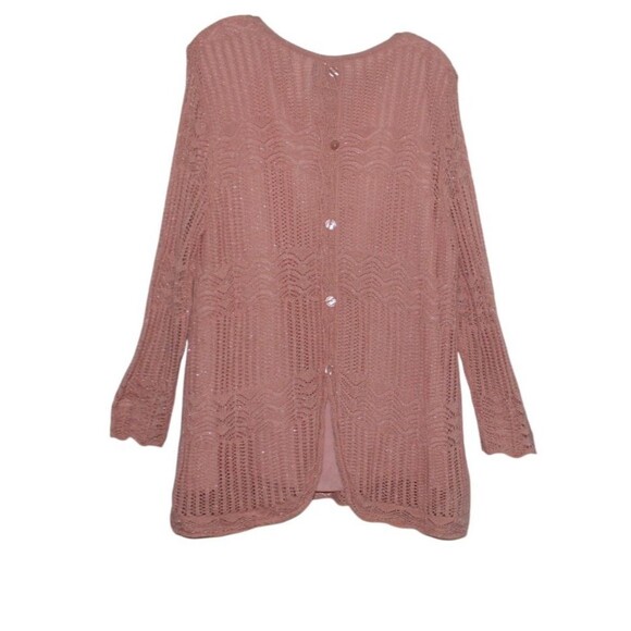 Alfred Dunner Lined Open Knit Long Sleeve Tunic Sweater Pink Size XL - Picture 8 of 9